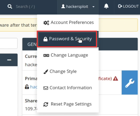 Select Password &amp; Security.