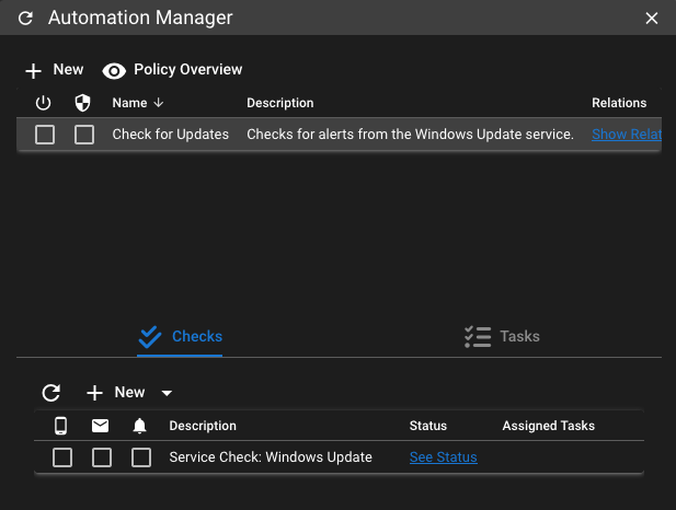 Policy defined in the Tactical RMM Automation Manager