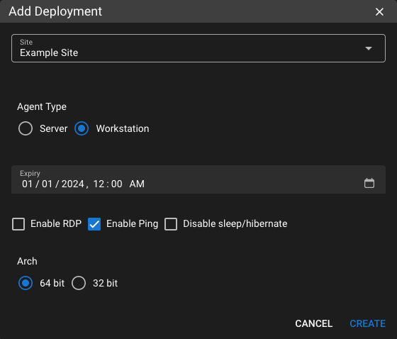 Creating a new deployment in Tactical RMM