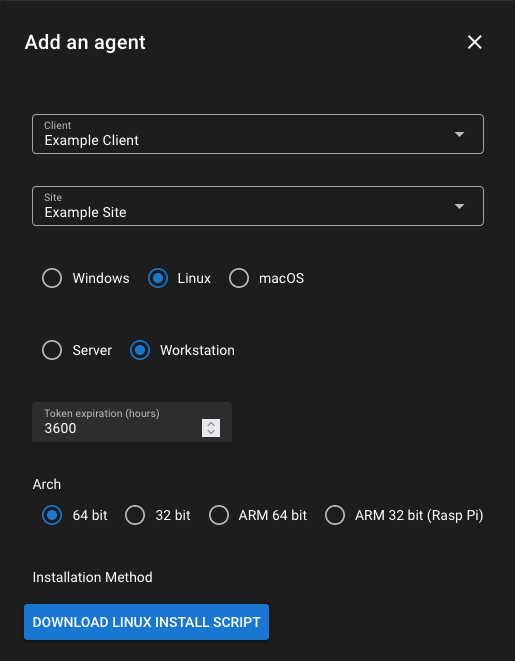Generating a Linux agent in Tactical RMM