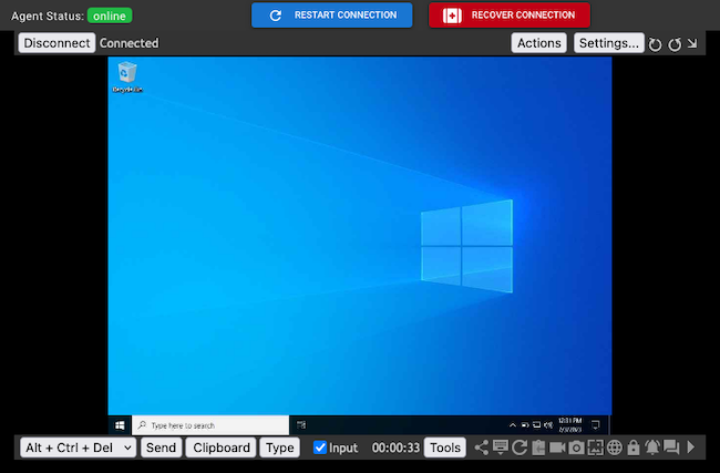 Tactical RMM with an embedded MeshCentral remote desktop